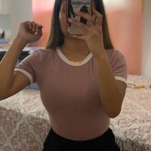 Bozzolo | Dark Pink Top w/ White Details